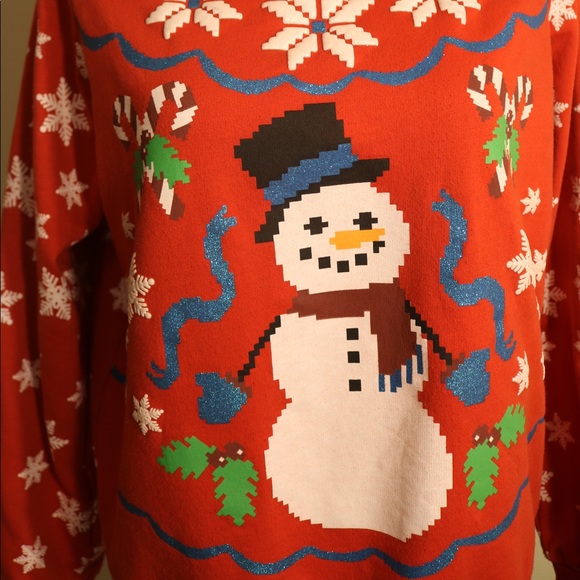 New Christmas sparkly snowman red sweater - Picture 3 of 5